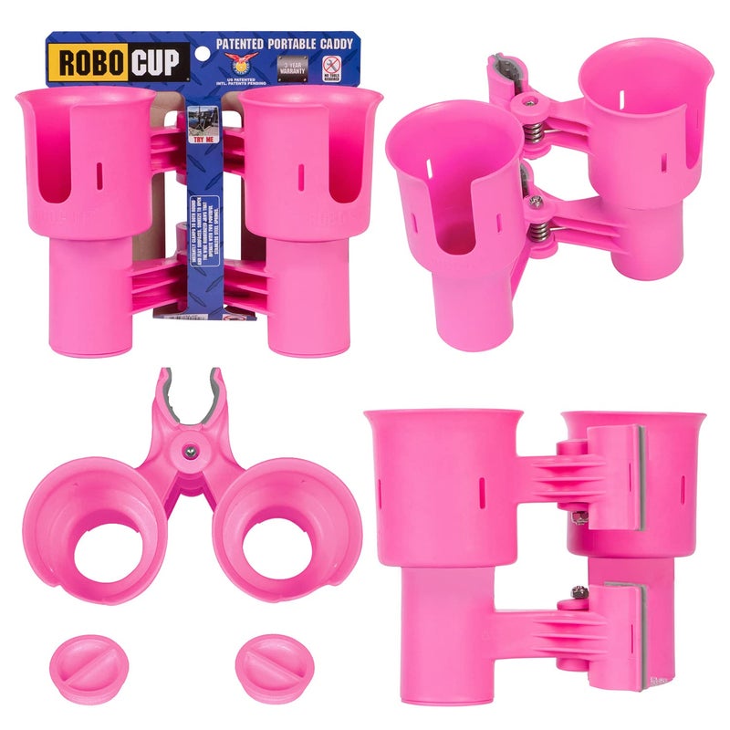 ROBOCUP, HOT Pink EZ-Spring, Updated Version, Best Cup Holder for Drinks, Fishing Rod/Pole, Boat, Beach Chair, Golf Cart, Wheelchair, Walker, Drum Sticks, Microphone Stand - Image 1